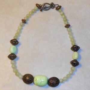 Green Howlite and Jade Beaded Necklace
